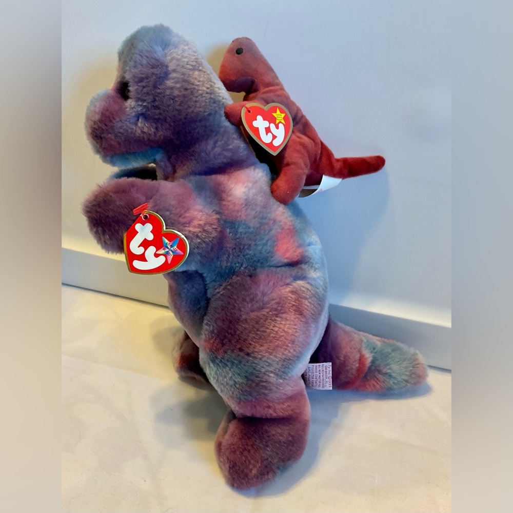 Ty Rex beanie buddy and teenie beanie pair